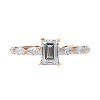 1.60 CT. T.W. Emerald-Cut and Marquise Diamond Engagement Ring in 14K Rose Gold|Peoples Jewellers