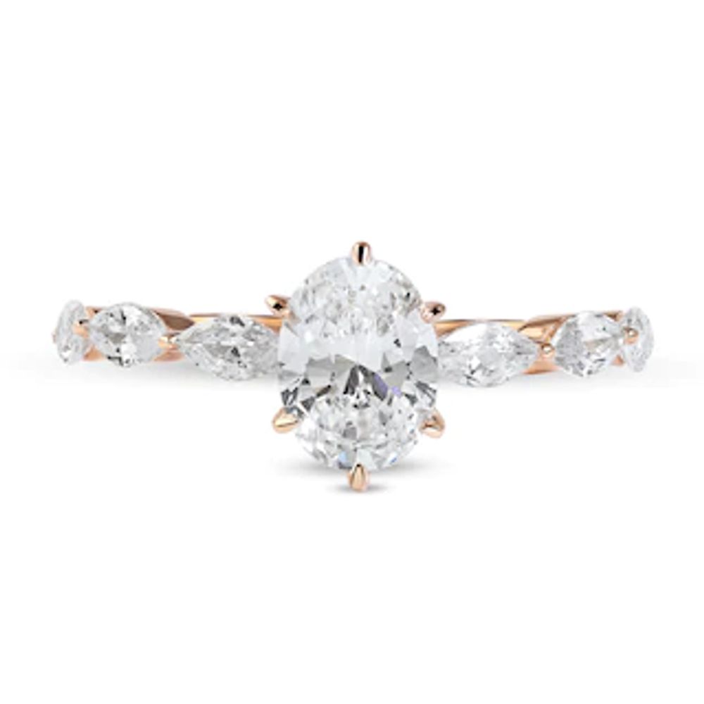 1.60 CT. T.W. Oval and Marquise Diamond Engagement Ring in 14K Rose Gold|Peoples Jewellers