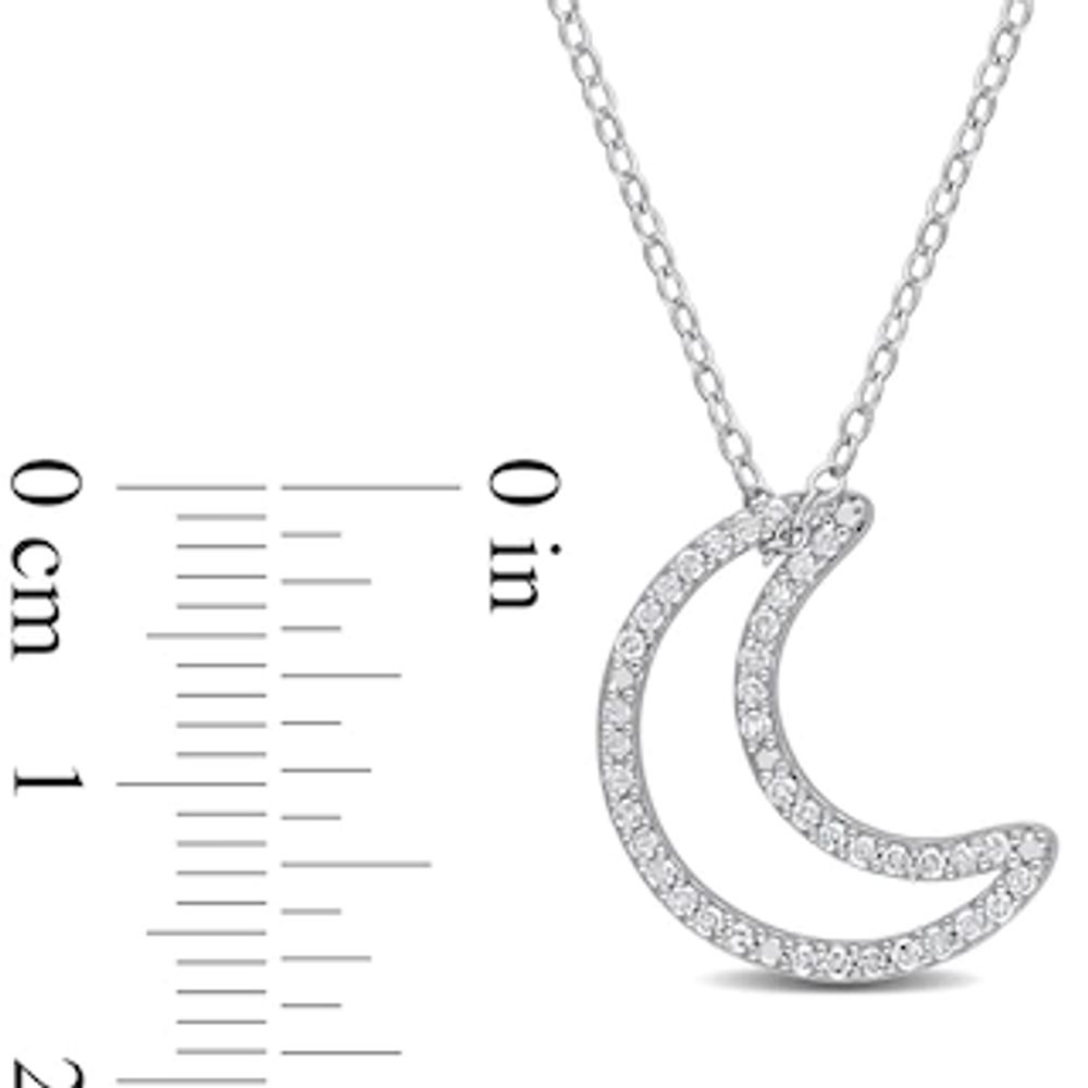 0.20 CT. T.W. Diamond Crescent Moon Outline Pendant in Sterling Silver|Peoples Jewellers