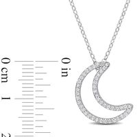 0.20 CT. T.W. Diamond Crescent Moon Outline Pendant in Sterling Silver|Peoples Jewellers