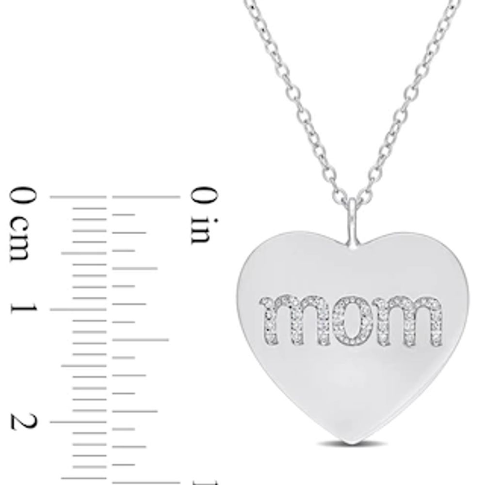 0.09 CT. T.W. Diamond "mom" Heart Pendant in Sterling Silver|Peoples Jewellers