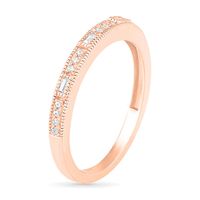 0.085 CT. T.W. Baguette and Round Diamond Vintage-Style Anniversary Band in 10K Rose Gold|Peoples Jewellers