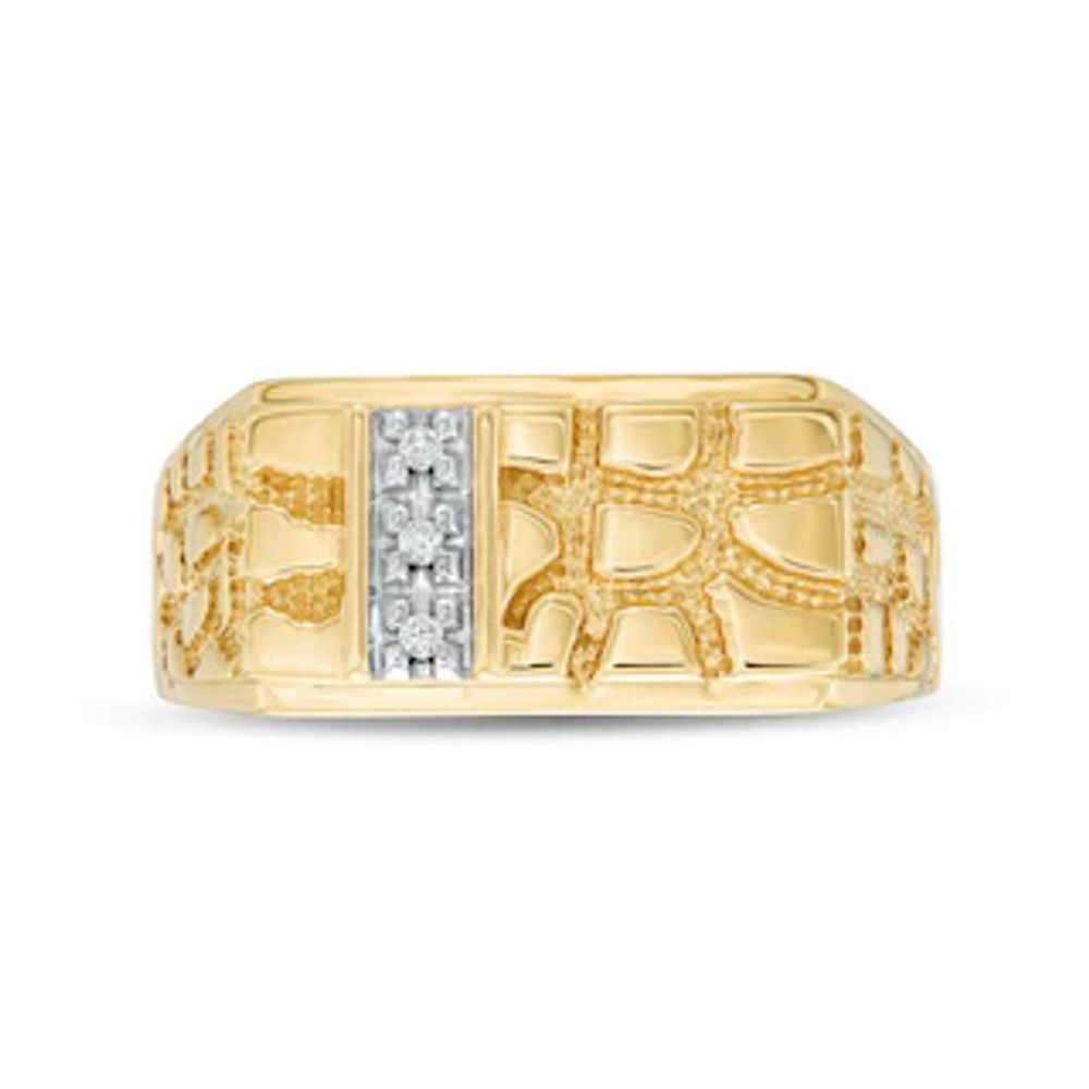 Men's Diamond Accent Rectangle-Top Nugget Ring in 10K Gold|Peoples Jewellers