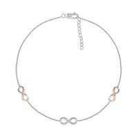 Diamond Accent Infinity Trio Anklet in Sterling Silver and 10K Rose Gold – 10"|Peoples Jewellers