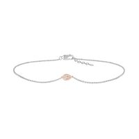 0.04 CT. T.W. Composite Teardrop Anklet in Sterling Silver and 10K Rose Gold – 10"|Peoples Jewellers