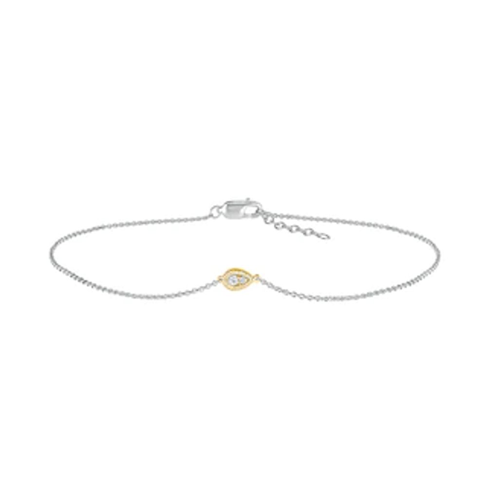 0.04 CT. T.W. Composite Teardrop Anklet in Sterling Silver and 10K Gold – 10"|Peoples Jewellers