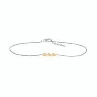 0.04 CT. T.W. Diamond Triple Teardrop Anklet in Sterling Silver and 10K Gold – 10"|Peoples Jewellers