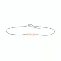 0.04 CT. T.W. Diamond Triple Teardrop Anklet in Sterling Silver and 10K Rose Gold – 10"|Peoples Jewellers