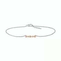 0.065 CT. T.W. Diamond Alternating Teardrop Anklet in Sterling Silver and 10K Rose Gold – 10"|Peoples Jewellers