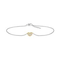 0.065 CT. T.W. Diamond Heart Anklet in Sterling Silver and 10K Gold – 10"|Peoples Jewellers