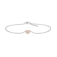 0.065 CT. T.W. Diamond Heart Anklet in Sterling Silver and 10K Rose Gold – 10"|Peoples Jewellers