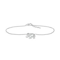 Diamond Accent Elephant Anklet in Sterling Silver – 10"|Peoples Jewellers