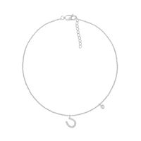 0.066 CT. T.W. Diamond Horseshoe Anklet in Sterling Silver – 10"|Peoples Jewellers