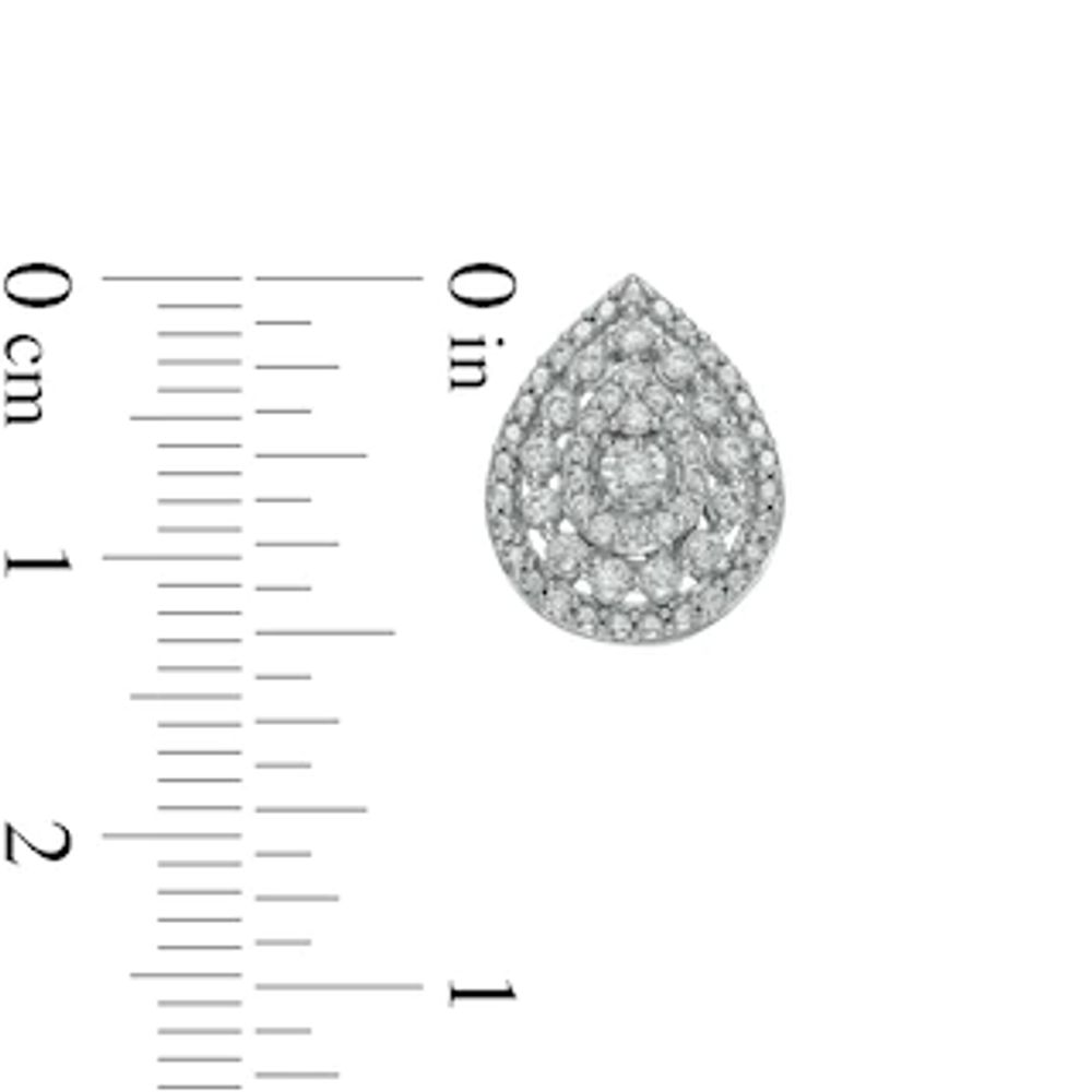 1.00 CT. T.W. Composite Pear-Shaped Diamond Pendant and Stud Earrings Set in Sterling Silver|Peoples Jewellers