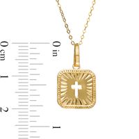 Cut-Out Cross Diamond-Cut Square Pendant in 10K Gold – 18"|Peoples Jewellers