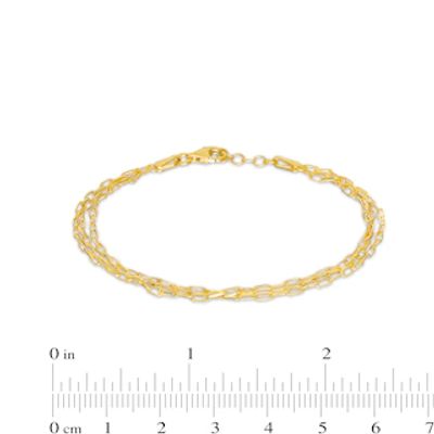 Italian Gold 030 Gauge Triple Strand Mirror Chain Bracelet in 14K