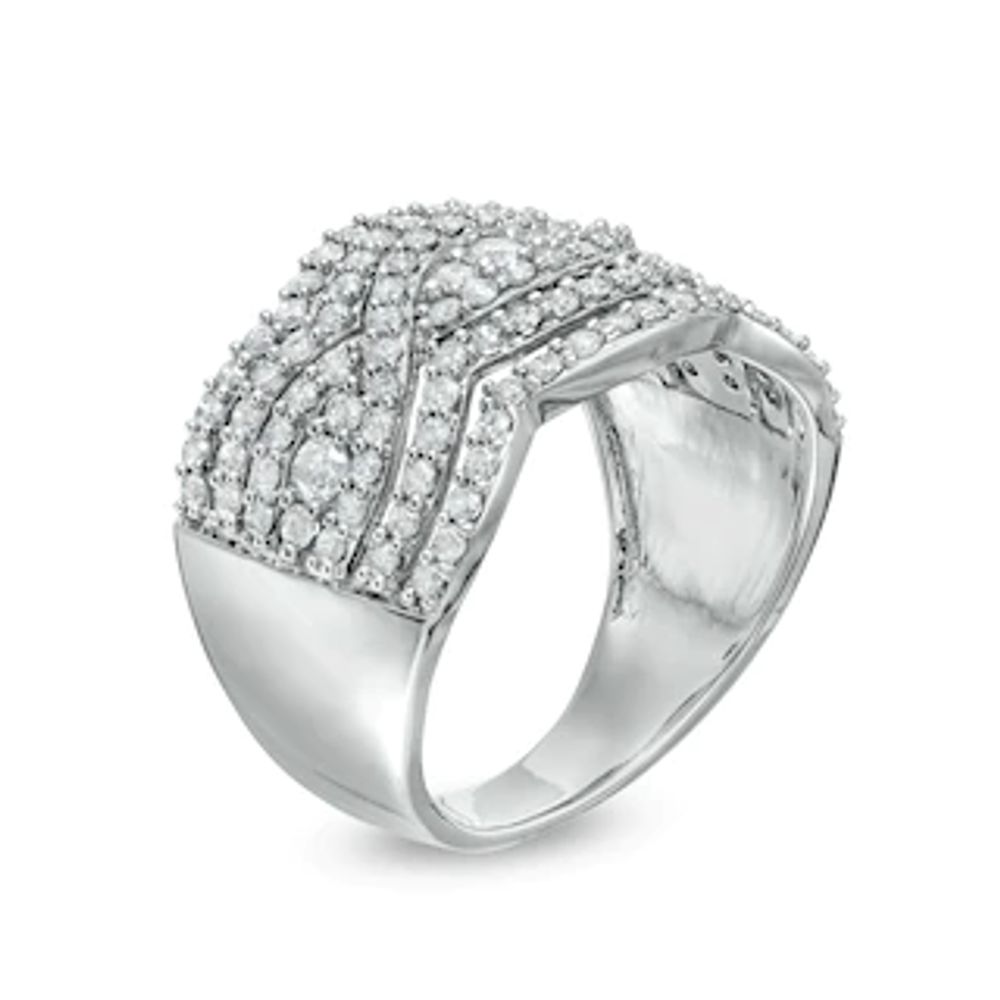 1.23 CT. T.W. Diamond Twist Multi-Row Anniversary Band in 10K Gold|Peoples Jewellers