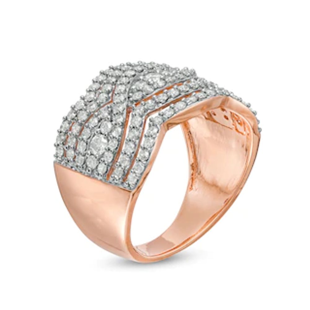 1.23 CT. T.W. Diamond Twist Multi-Row Anniversary Band in 10K Rose Gold|Peoples Jewellers