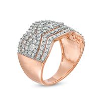 1.23 CT. T.W. Diamond Twist Multi-Row Anniversary Band in 10K Rose Gold|Peoples Jewellers