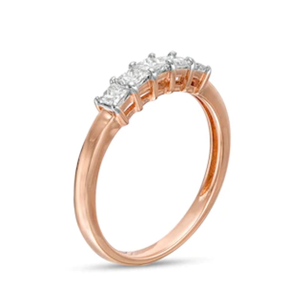 0.45 CT. T.W. Princess-Cut Diamond Five Stone Anniversary Band in 10K Rose Gold|Peoples Jewellers