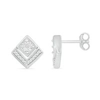 Diamond Accent Tilted Square Stud Earrings in Sterling Silver|Peoples Jewellers