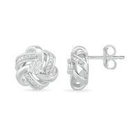 Diamond Accent Knot Stud Earrings in Sterling Silver|Peoples Jewellers