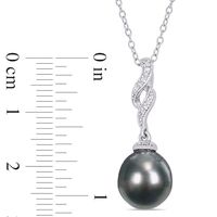 Baroque Black Tahitian Cultured Pearl and Diamond Accent Cascading Flame Drop Pendant in Sterling Silver|Peoples Jewellers