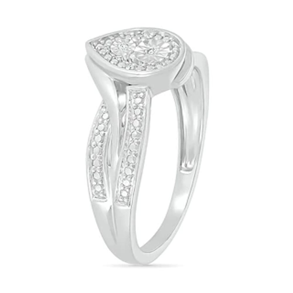 Composite Pear-Shaped Diamond Accent Crossover Twist Shank Ring in Sterling Silver|Peoples Jewellers