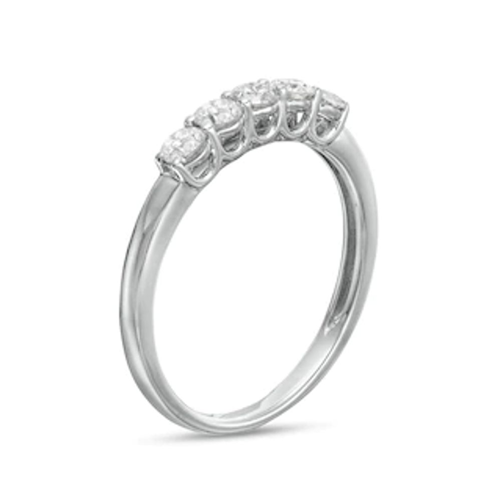 0.45 CT. T.W. Diamond Five Stone Anniversary Band in 10K White Gold|Peoples Jewellers