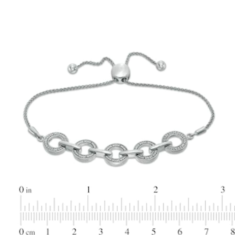 Diamond Accent Alternating Link Bolo Bracelet in Sterling Silver – 9.5"|Peoples Jewellers