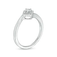 0.065 CT. T.W. Diamond Frame Tilted Square Ring in Sterling Silver|Peoples Jewellers