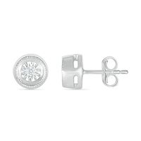 0.04 CT. T.W. Diamond Solitaire Textured Frame Stud Earrings in Sterling Silver|Peoples Jewellers