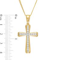 Men's 0.50 CT. T.W. Diamond Bevelled Edge Gothic-Style Cross Pendant in 10K Gold - 22"|Peoples Jewellers