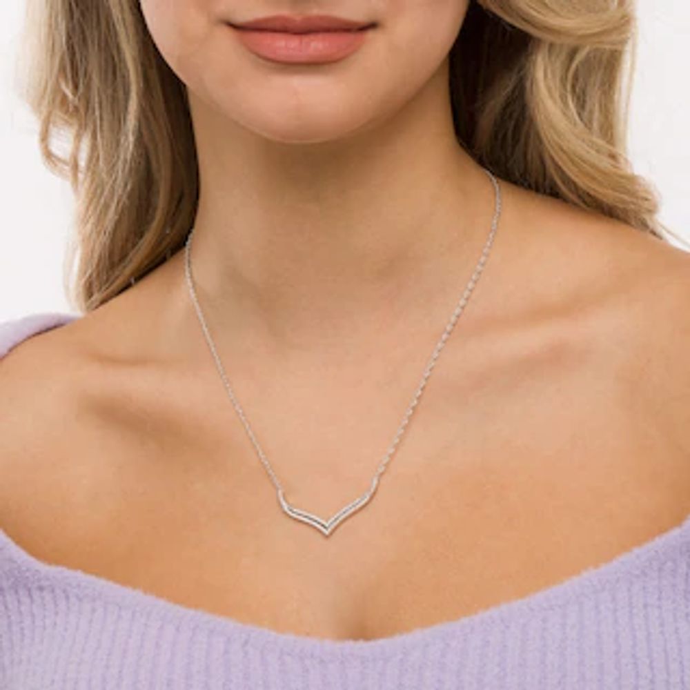 Adina Reyter Tiny Pavé V Chevron Necklace - Silver, Diamond | Blue Ruby  Jewellery, Canada