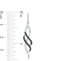 0.04 CT. T.W. Black Enhanced and White Diamond Double Row Twist Drop Earrings in Sterling Silver|Peoples Jewellers