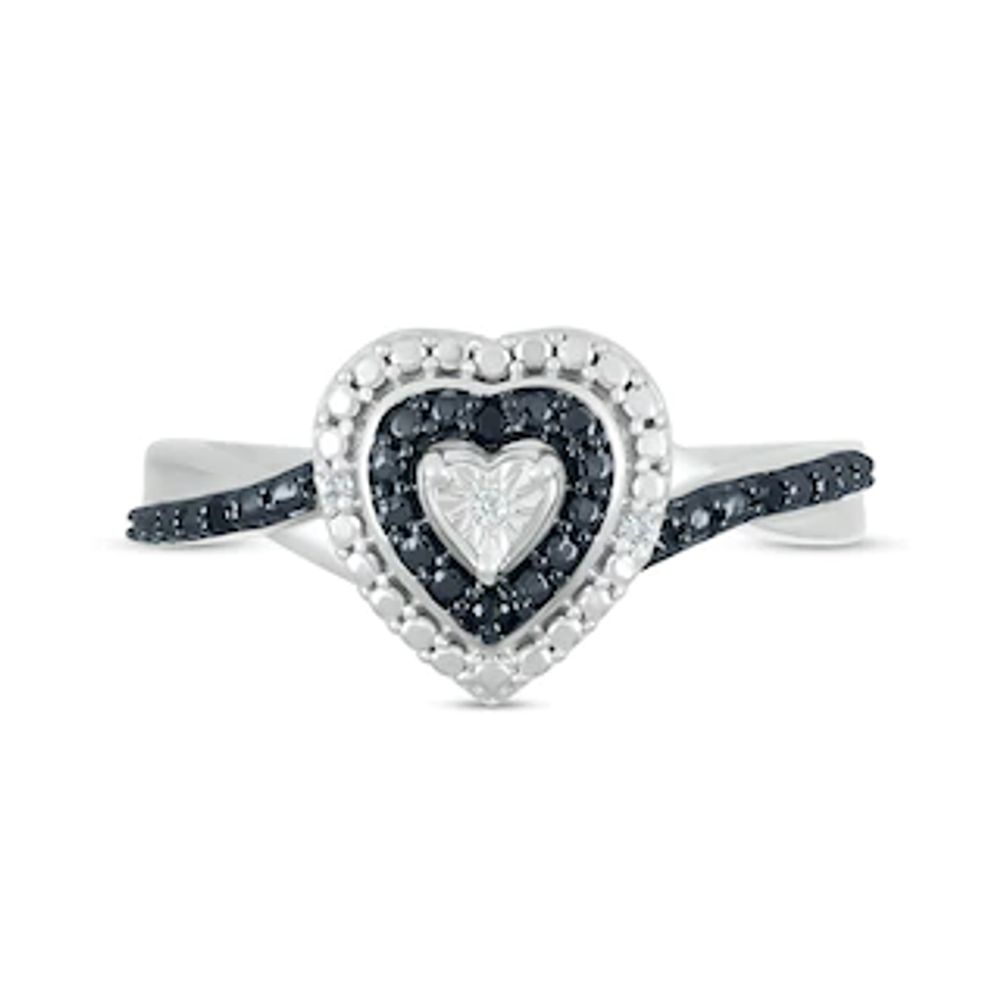 Diamond Accent Double Heart-Shaped Frame Twist Shank Ring in Sterling Silver|Peoples Jewellers