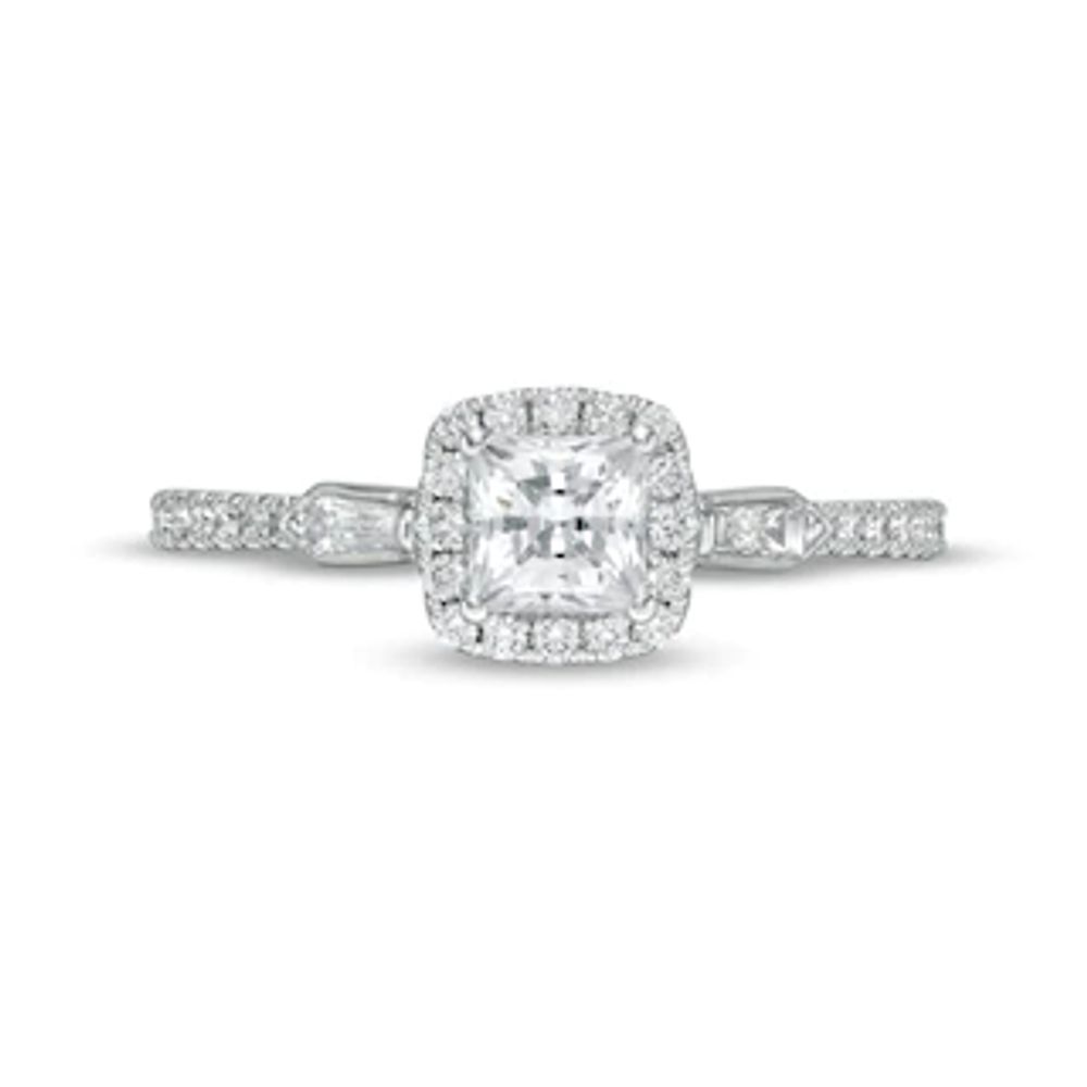 Emmy London 0.80 CT. T.W. Certified Princess-Cut Diamond Frame Collar Engagement Ring in 18K White Gold (F/VS2)|Peoples Jewellers