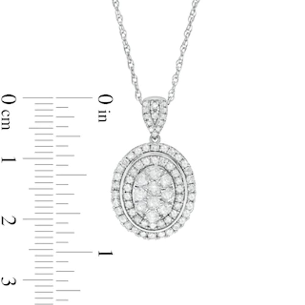 0.95 CT. T.W. Composite Oval Diamond Frame Pendant in 10K White Gold|Peoples Jewellers