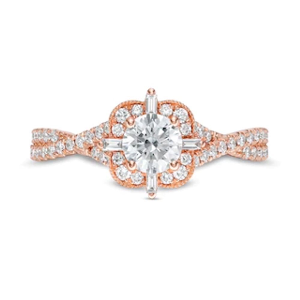 Emmy London 0.90 CT. T.W. Certified Diamond Ornate Frame Engagement Ring in 18K Rose Gold (F/VS2)|Peoples Jewellers