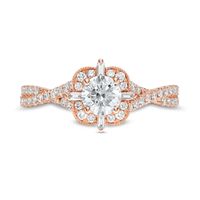 Emmy London 0.90 CT. T.W. Certified Diamond Ornate Frame Engagement Ring in 18K Rose Gold (F/VS2)|Peoples Jewellers