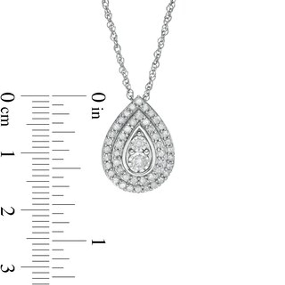 0.58 CT. T.W. Diamond Double Row Teardrop Frame Pendant in 10K White Gold|Peoples Jewellers