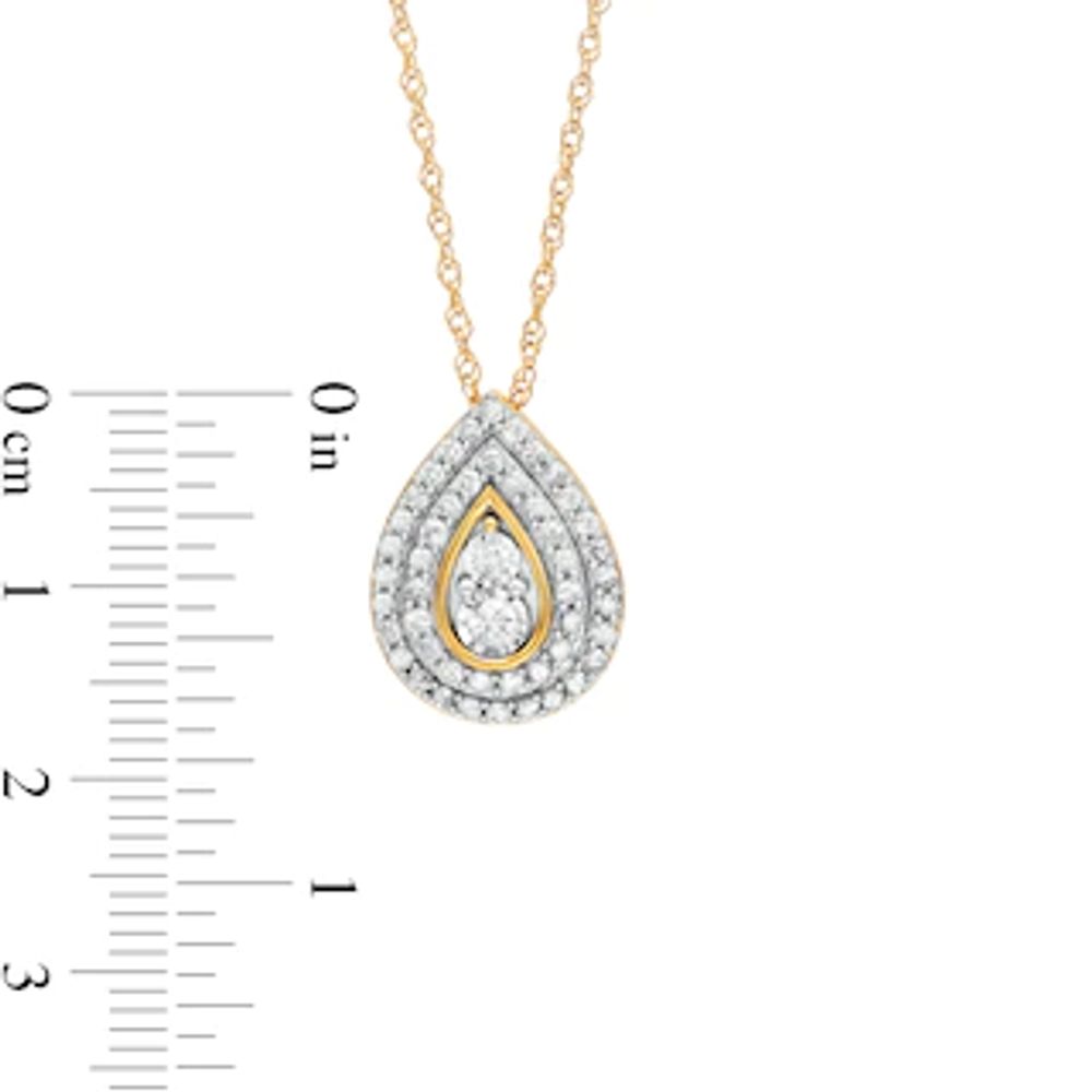 0.58 CT. T.W. Diamond Double Row Teardrop Pendant in 10K Gold|Peoples Jewellers