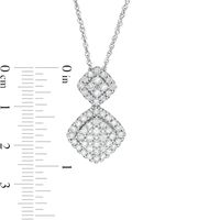 1.23 CT. T.W. Composite Cushion Diamond Double Drop Pendant in 10K White Gold|Peoples Jewellers