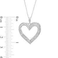 0.45 CT. T.W. Baguette and Round Diamond Ribbon Heart Pendant in 10K White Gold|Peoples Jewellers