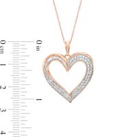 0.45 CT. T.W. Baguette and Round Diamond Ribbon Heart Pendant in 10K Rose Gold|Peoples Jewellers