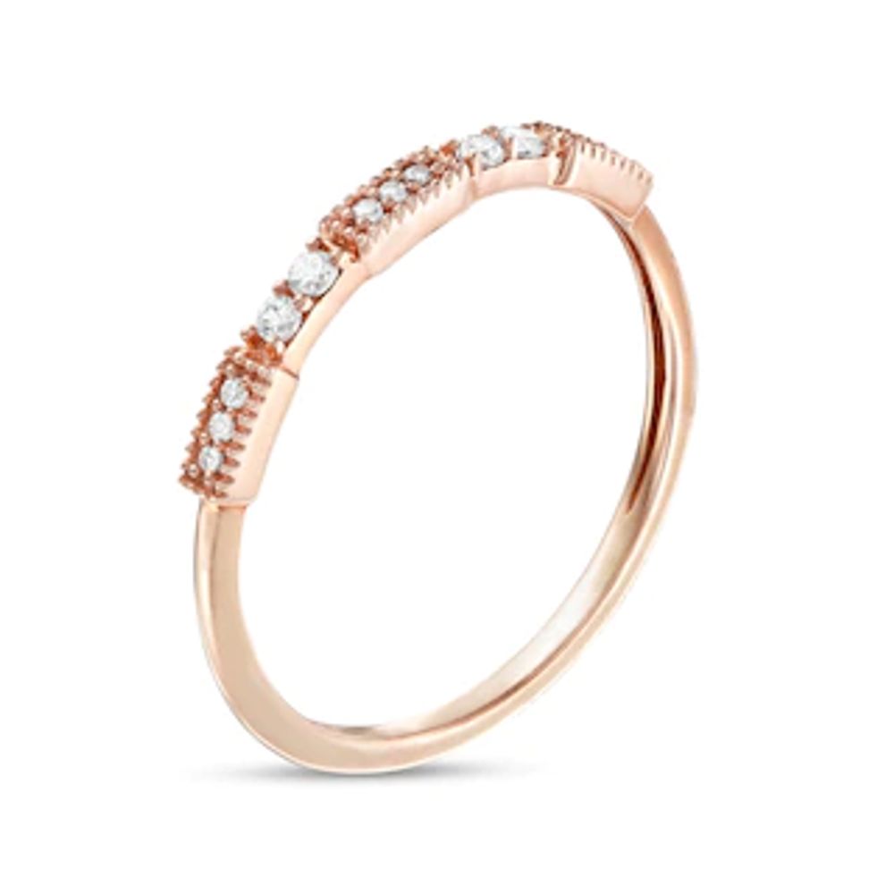 0.10 CT. T.W. Diamond Vintage-Style Stackable Band in 10K Rose Gold|Peoples Jewellers