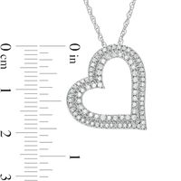 0.45 CT. T.W. Diamond Double Row Tilted Heart Pendant in 10K White Gold|Peoples Jewellers