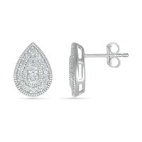 0.23 CT. T.W. Diamond Pear-Shaped Frame Vintage-Style Stud Earrings in 10K Gold|Peoples Jewellers