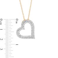 0.45 CT. T.W. Diamond Double Row Tilted Heart Pendant in 10K Gold|Peoples Jewellers