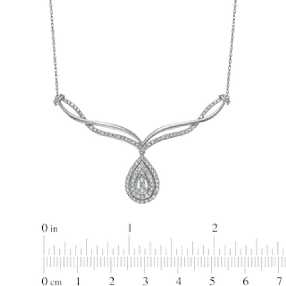 0.58 CT. T.W. Diamond Teardrop Necklace in 10K White Gold|Peoples Jewellers